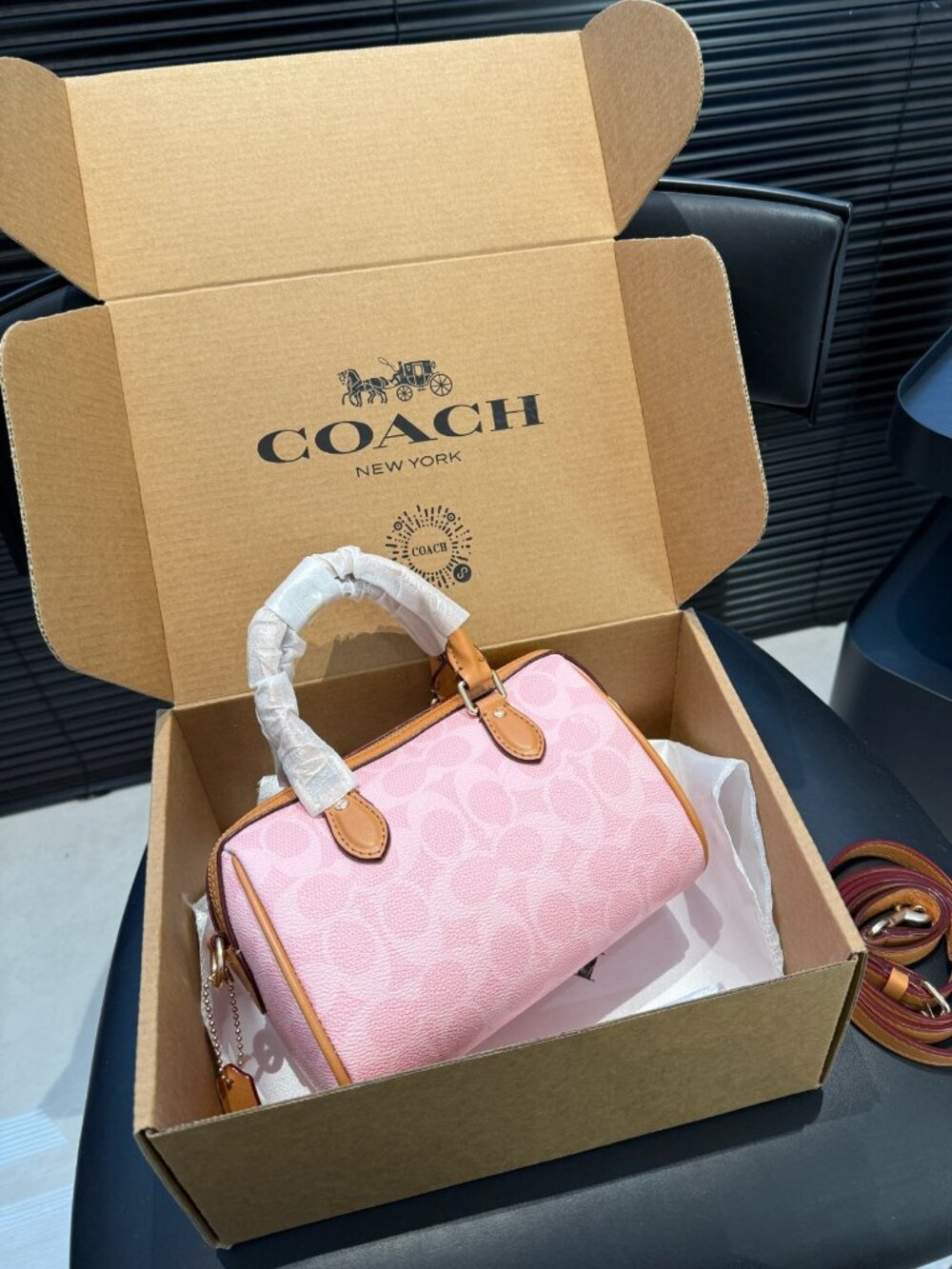 NWT Coach Mini Rowan Crossbody Bag In Signature Canvas Pink Powder CEK79 - Picture 5 of 9